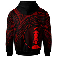 New Caledonia Zip Hoodie Red Color Cross Style - Polynesian Pride