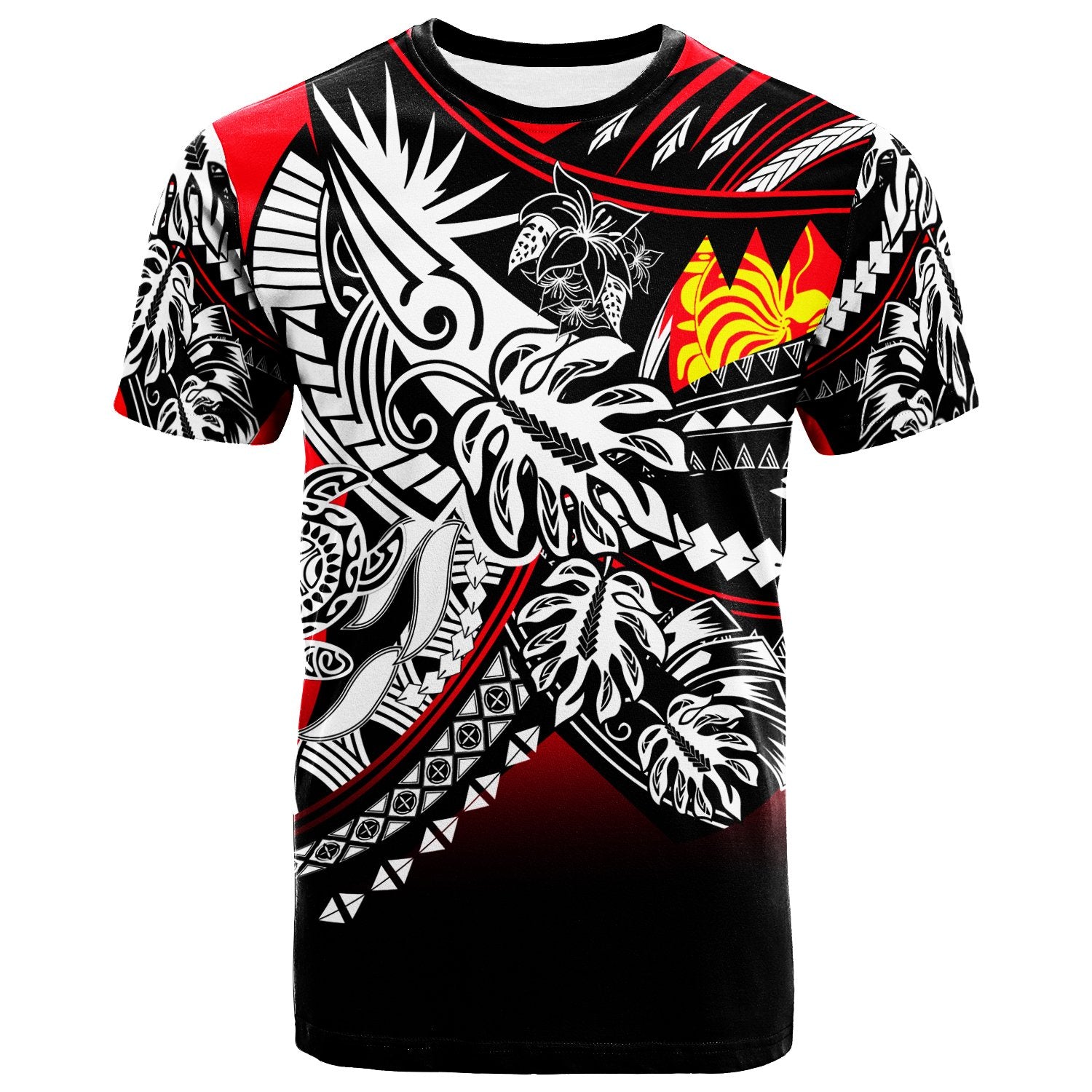 New Caledonia T Shirt Tribal Jungle Pattern Unisex Red - Polynesian Pride