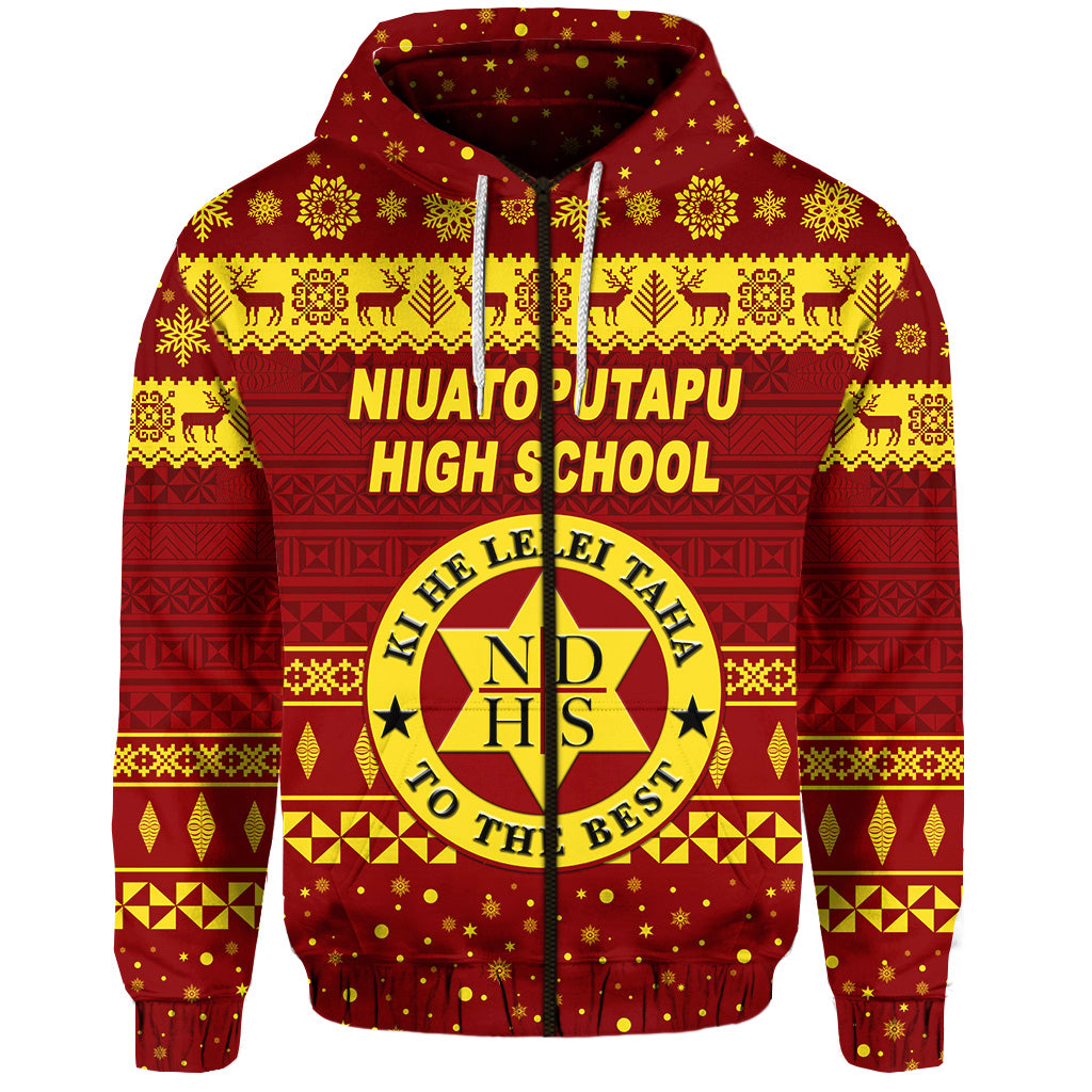 Niuatoputapu High School Christmas Zip Hoodie Simple Style LT8 - Polynesian Pride