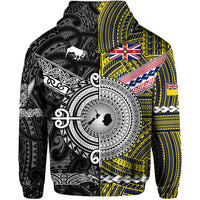 New Zealand Niue Zip Hoodie Maori and Polynesian Together Black LT8 - Polynesian Pride