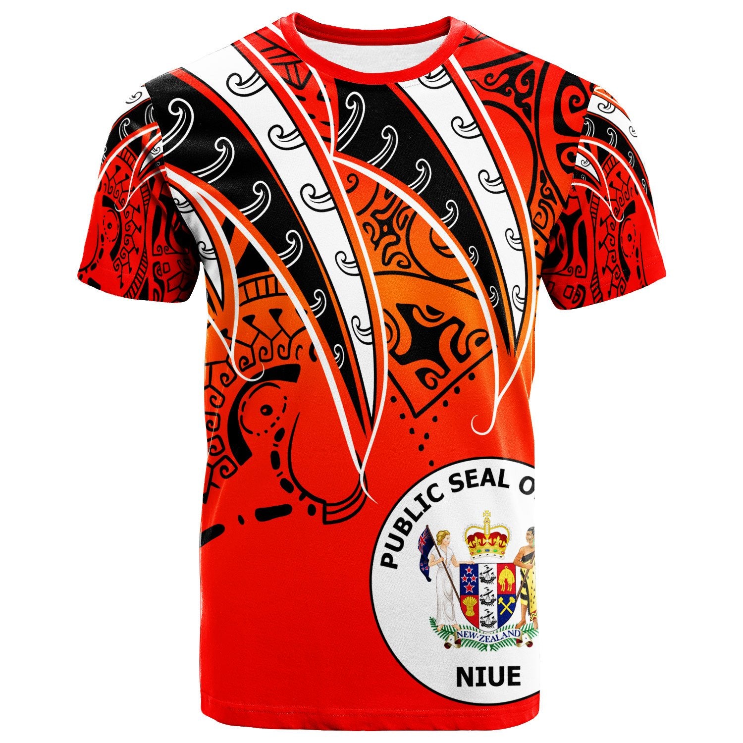 Niue T Shirt Tropical Leaf Red Gradient Style Unisex Red - Polynesian Pride