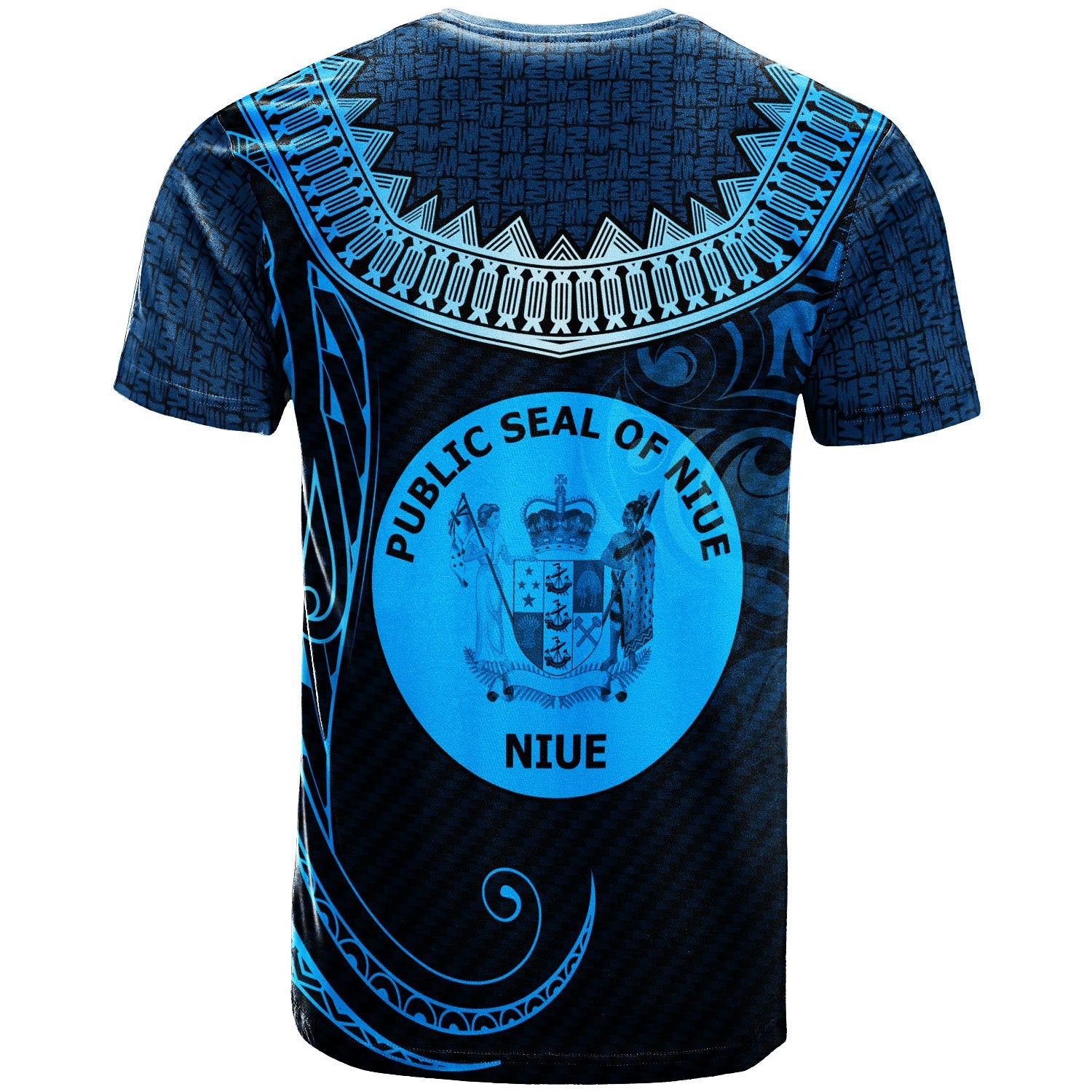 Niue Custom T Shirt Serrated Pattern Blue Color Unisex Blue - Polynesian Pride