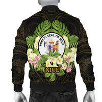 Niue Men's Bomber Jacket - Polynesian Gold Patterns Collection - Polynesian Pride