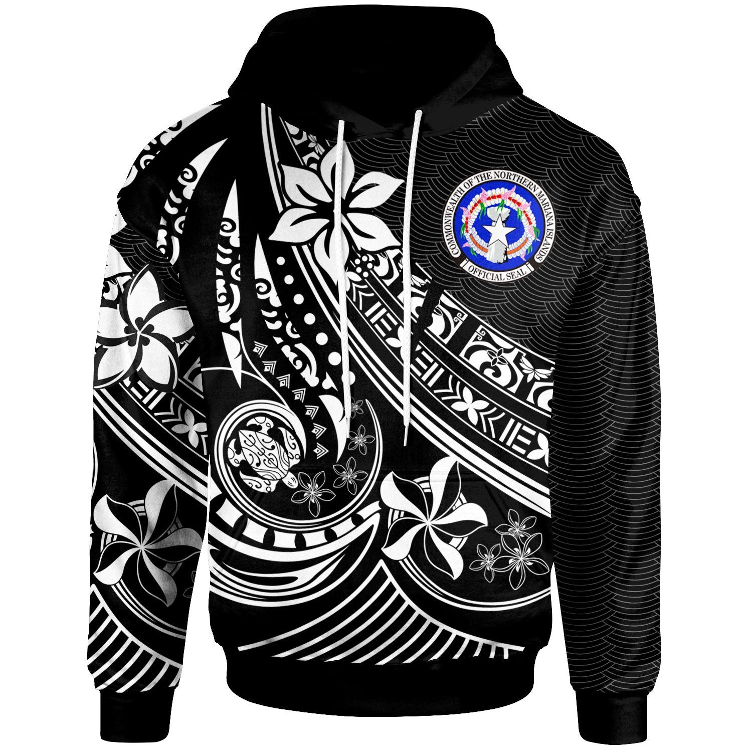 Northern Mariana Islands Hoodie The Flow of The Ocean White Unisex White - Polynesian Pride