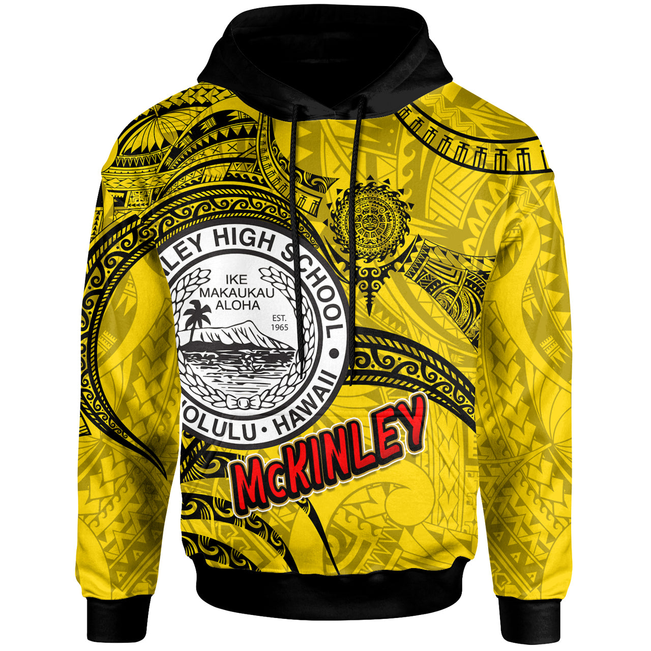 Hawaii President William McKinley High School Custom Hoodie McKinley High School Polynesian Pattern LT10 Yellow - Polynesian Pride