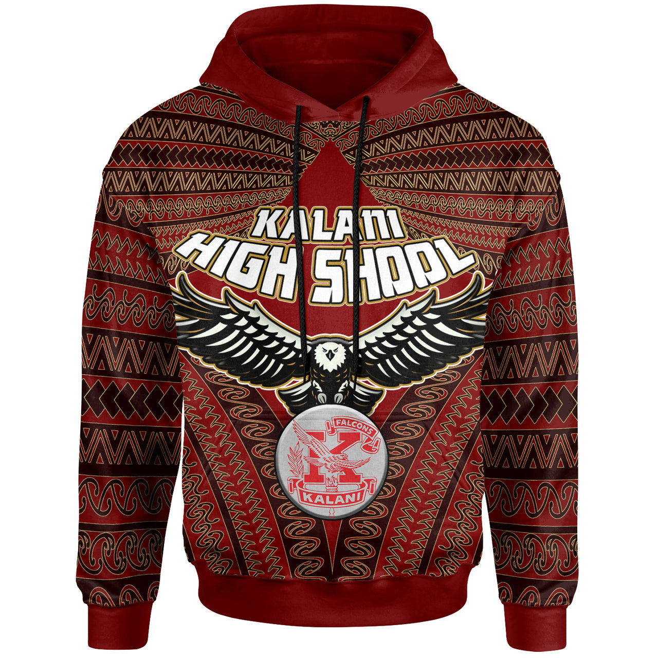 Hawaii Kalani High School Custom Hoodie Kalani High School Polynesian With Falcon Pattern LT10 Red - Polynesian Pride