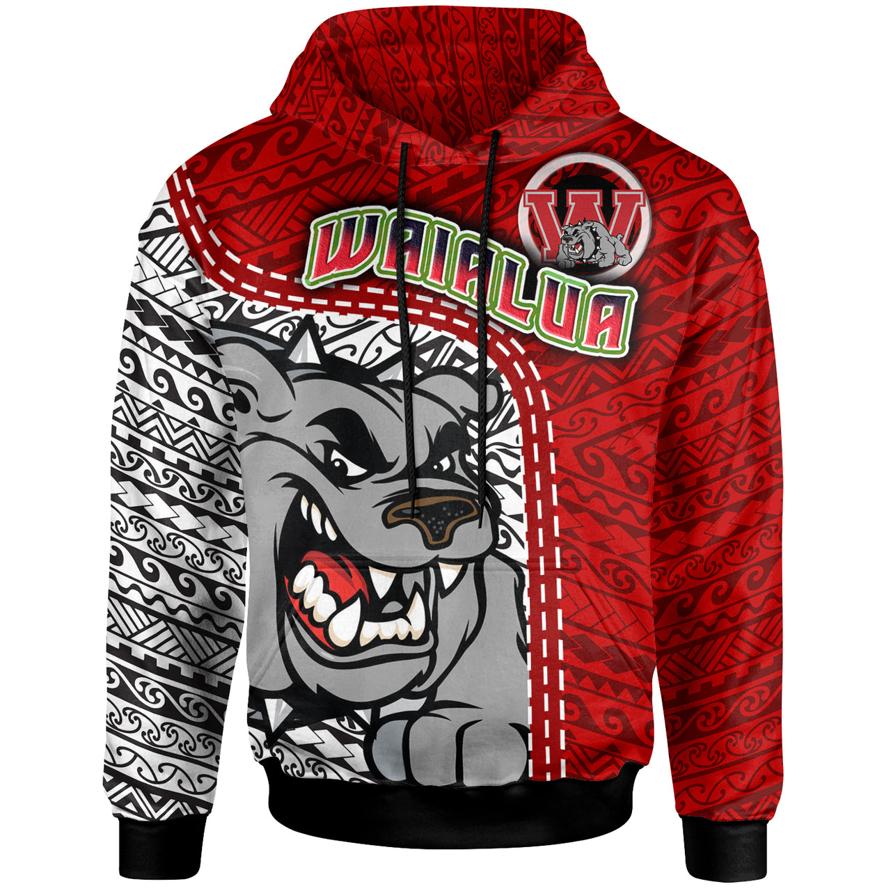 Hawaii Waialua High and Intermediate School Custom Hoodie Waialua High School Polynesian Pattern LT10 Red - Polynesian Pride