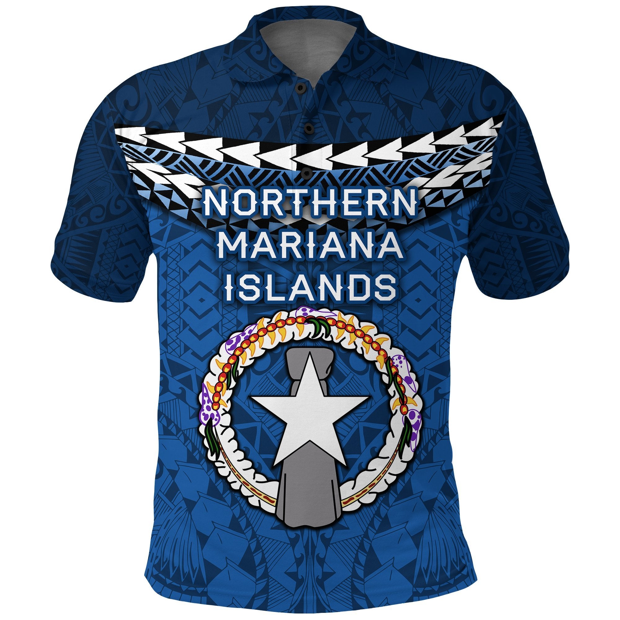 Northern Mariana Islands Polynesian Polo Shirt Vibes Version Unisex Blue - Polynesian Pride