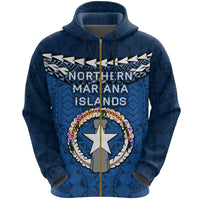 Northern Mariana Islands Polynesian Zip Hoodie Vibes Version Unisex Blue - Polynesian Pride