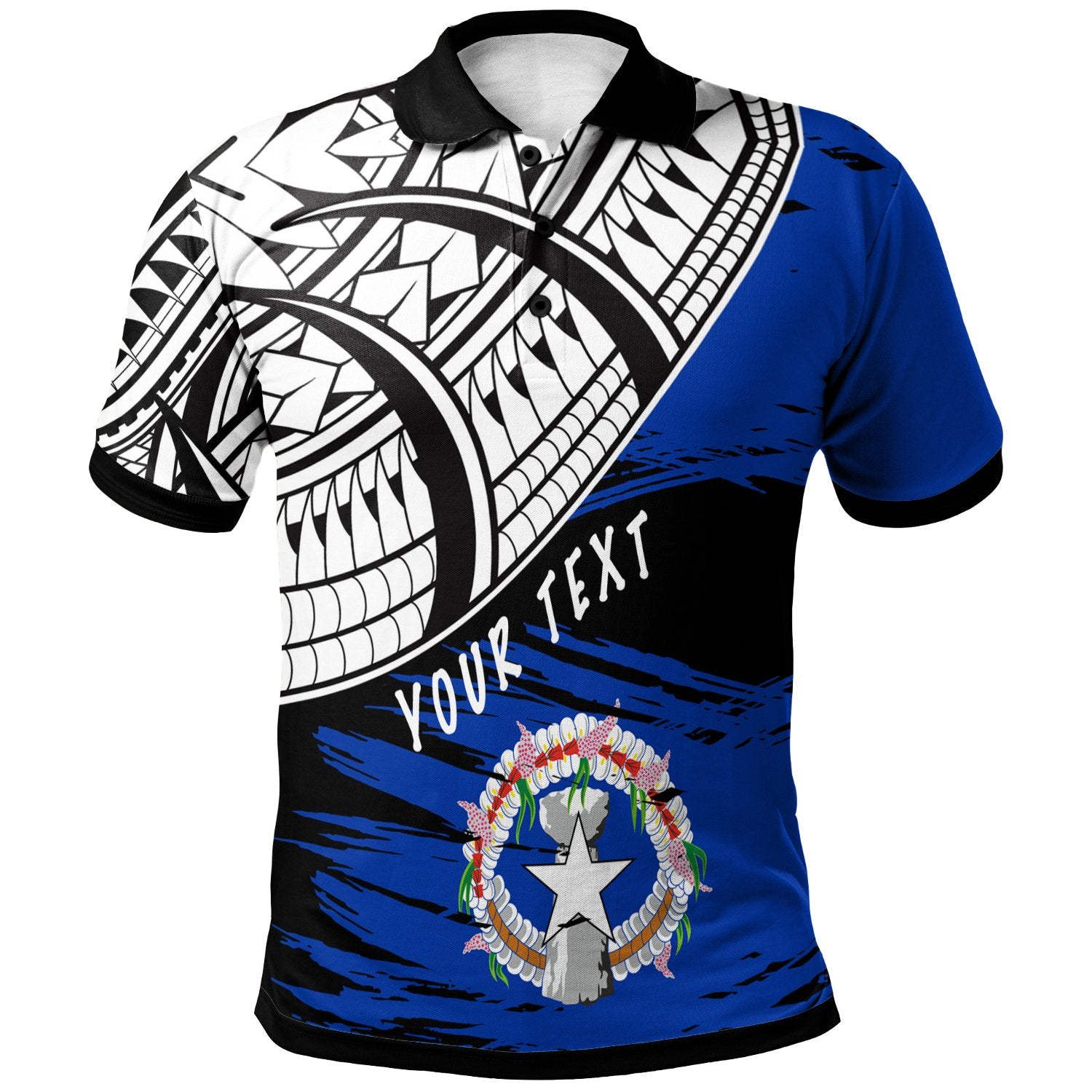 Northern Mariana Islands Custom Polo Shirt Flag Style With Claw Pattern Unisex Blue - Polynesian Pride