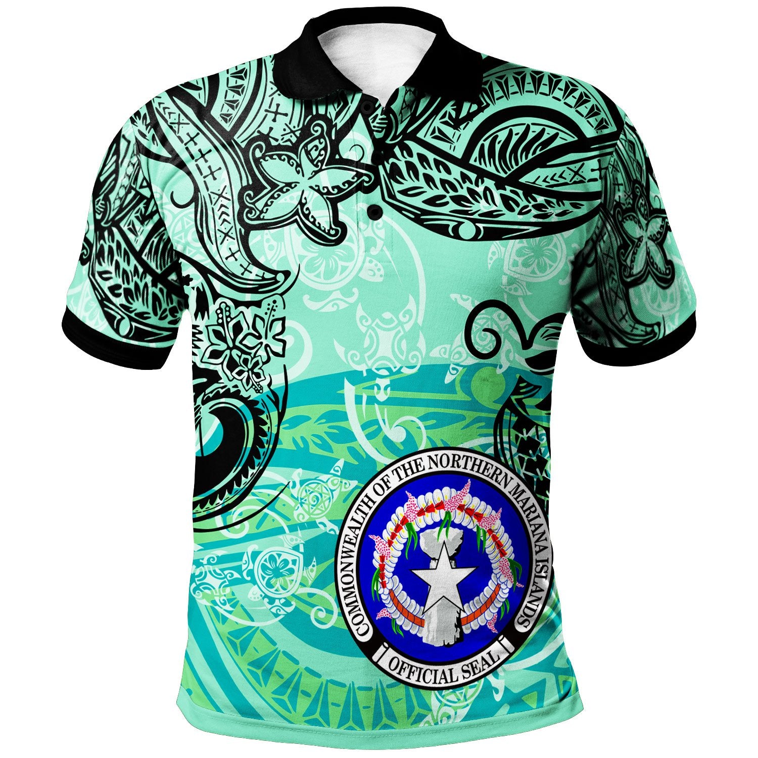 Northern Mariana Islands Polo Shirt Vintage Floral Pattern Green Color Unisex Green - Polynesian Pride