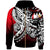 Niue Zip Hoodie Tribal Jungle Pattern Red Color Red - Polynesian Pride