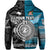 Custom New Zealand Fiji Zip Hoodie Maori and Tapa Together Black, Custom Text and Number LT8 - Polynesian Pride