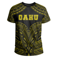 Hawaiian Kanaka Map Polynesian Oahu T Shirt Yellow Brad Style - Polynesian Pride
