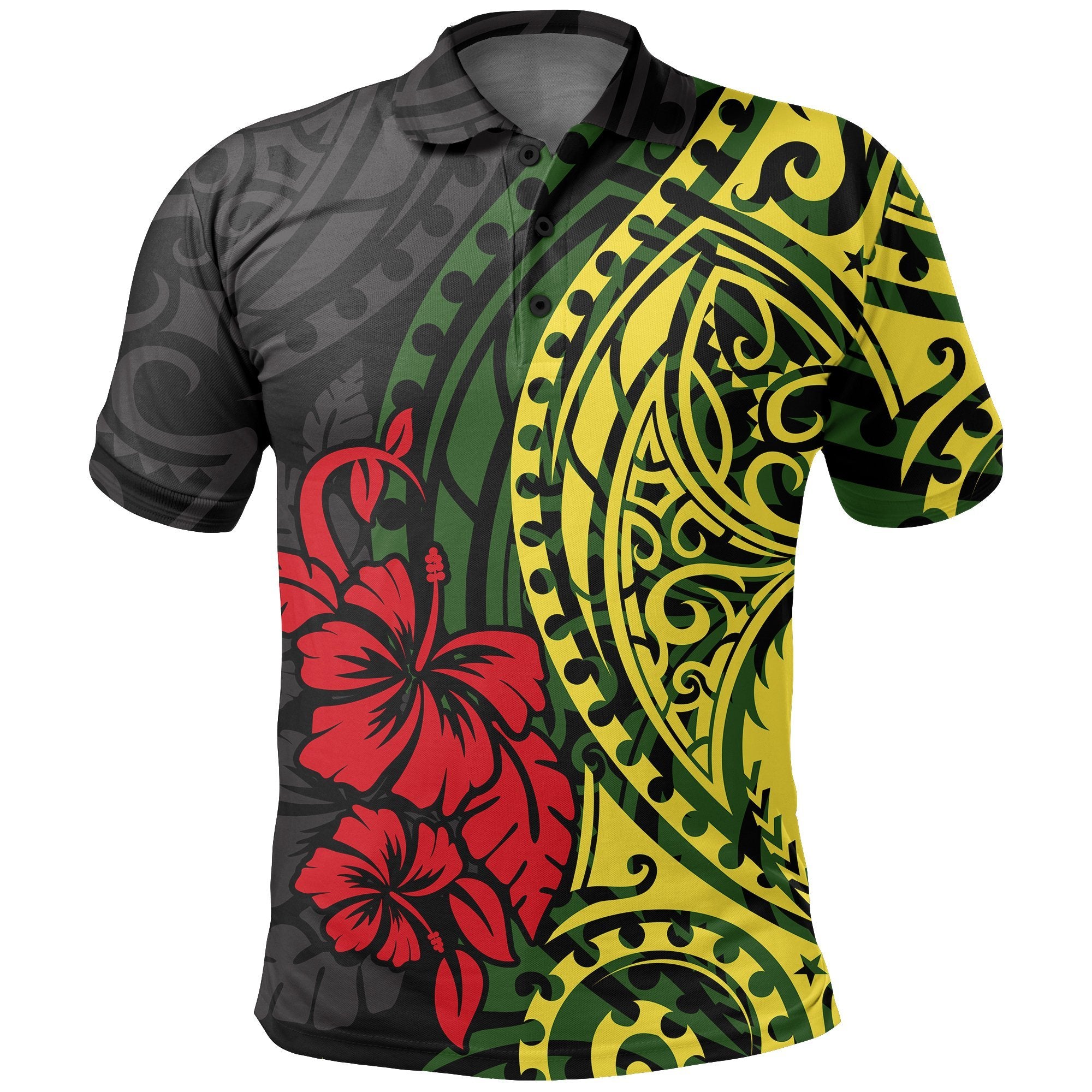 Hawaii Polo Shirt Polynesian With Hibiscus Flowers Patterns Unisex YELLOW - Polynesian Pride