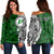 (Personalised) Hawaii - Pahoa High Tribal Kakau Women's Off Shoulder Sweatshirt AH Green - Polynesian Pride