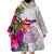 Palau Hibiscus Polynesian White pattern Wearable Blanket Hoodie LT9 - Polynesian Pride