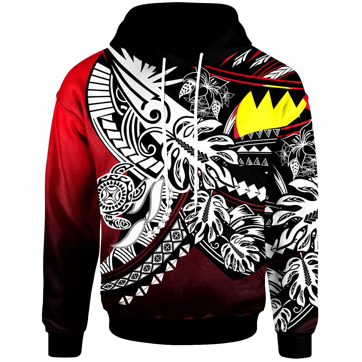 Palau Hoodie Tribal Jungle Pattern Red Color Unisex Red - Polynesian Pride