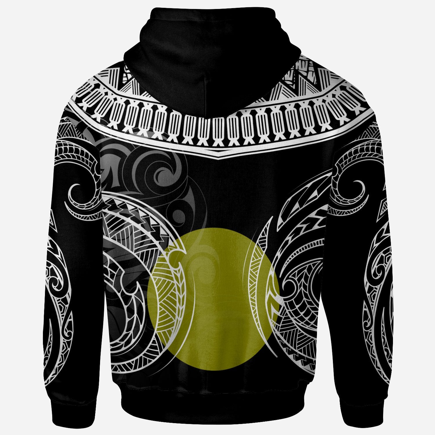 Palau Custom Zip Hoodie Serrated Pattern White Color Unisex Dark Blue - Polynesian Pride