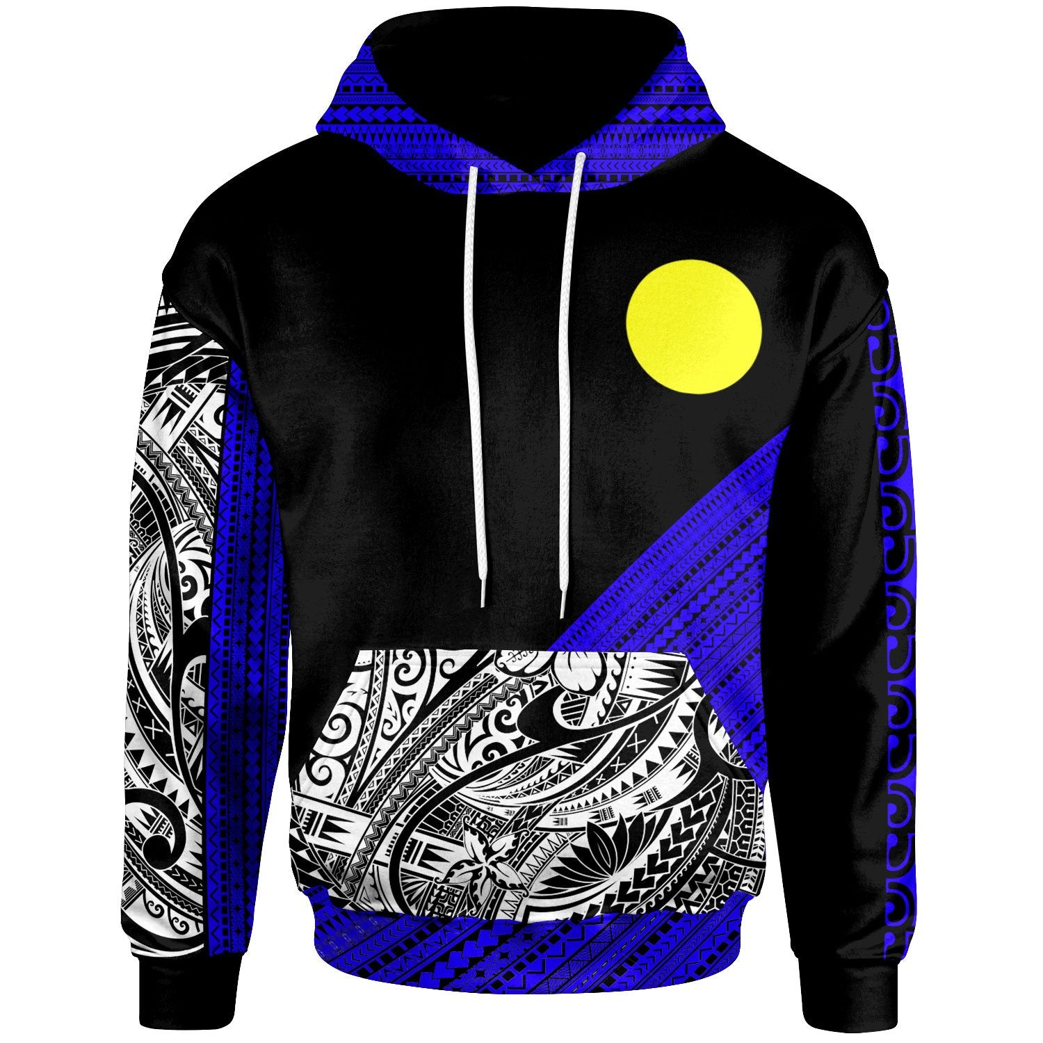 Palau Custom Hoodie Diagonal Pattern Dark Blue Unisex Dark Blue - Polynesian Pride