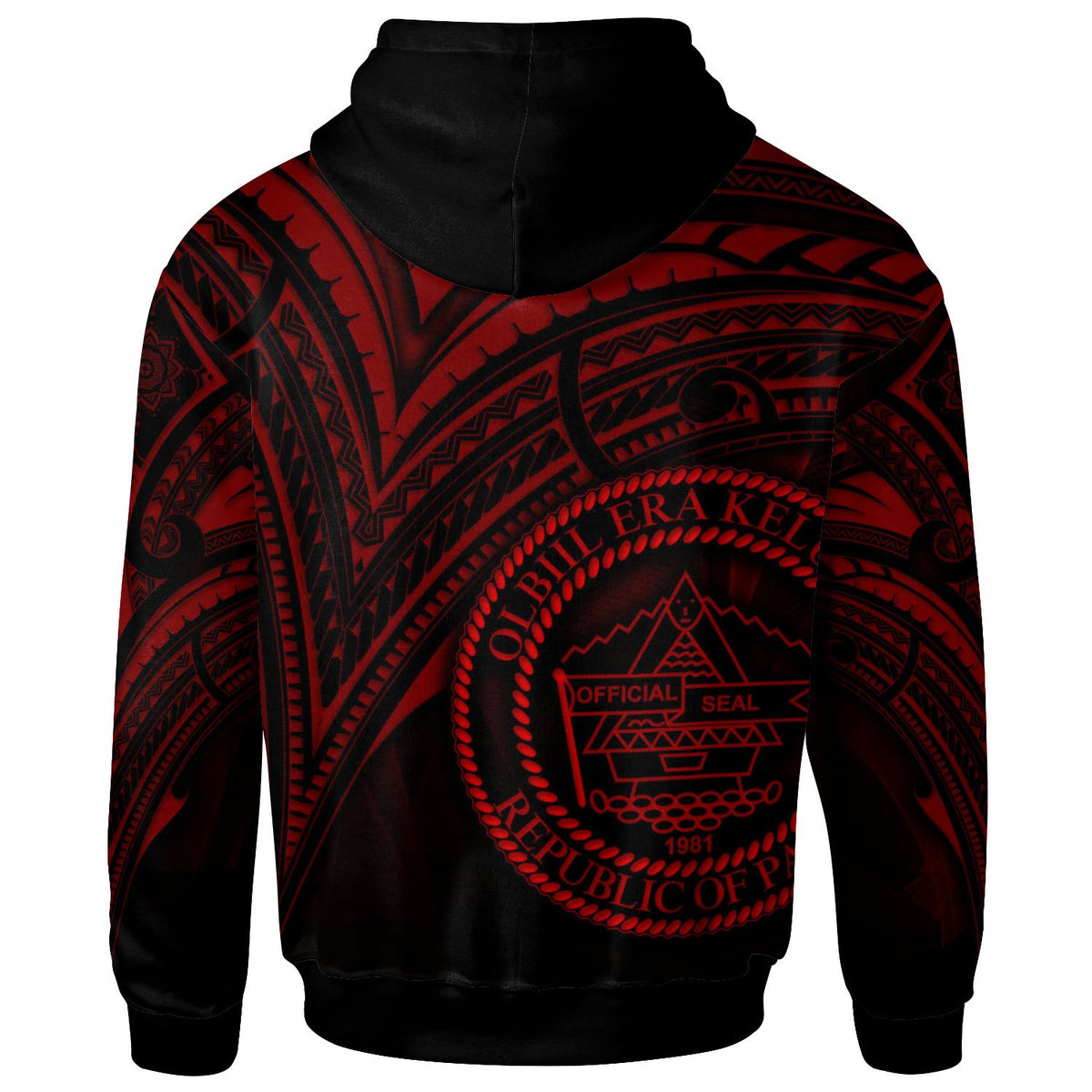 Palau Hoodie Red Color Cross Style - Polynesian Pride