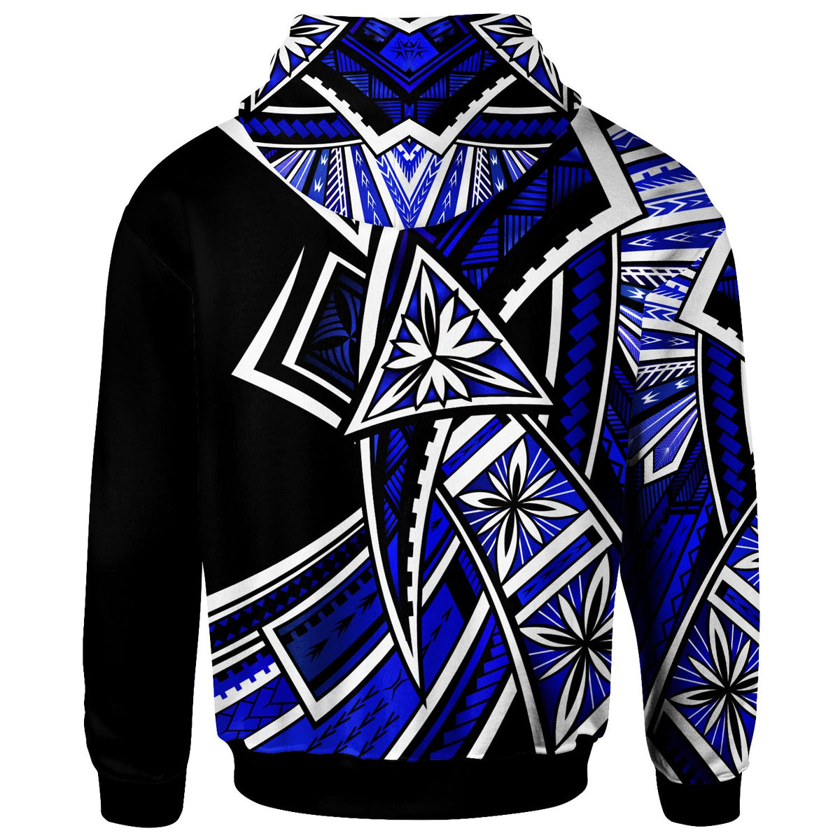 Palau Zip Hoodie Tribal Flower Special Pattern Blue Color - Polynesian Pride