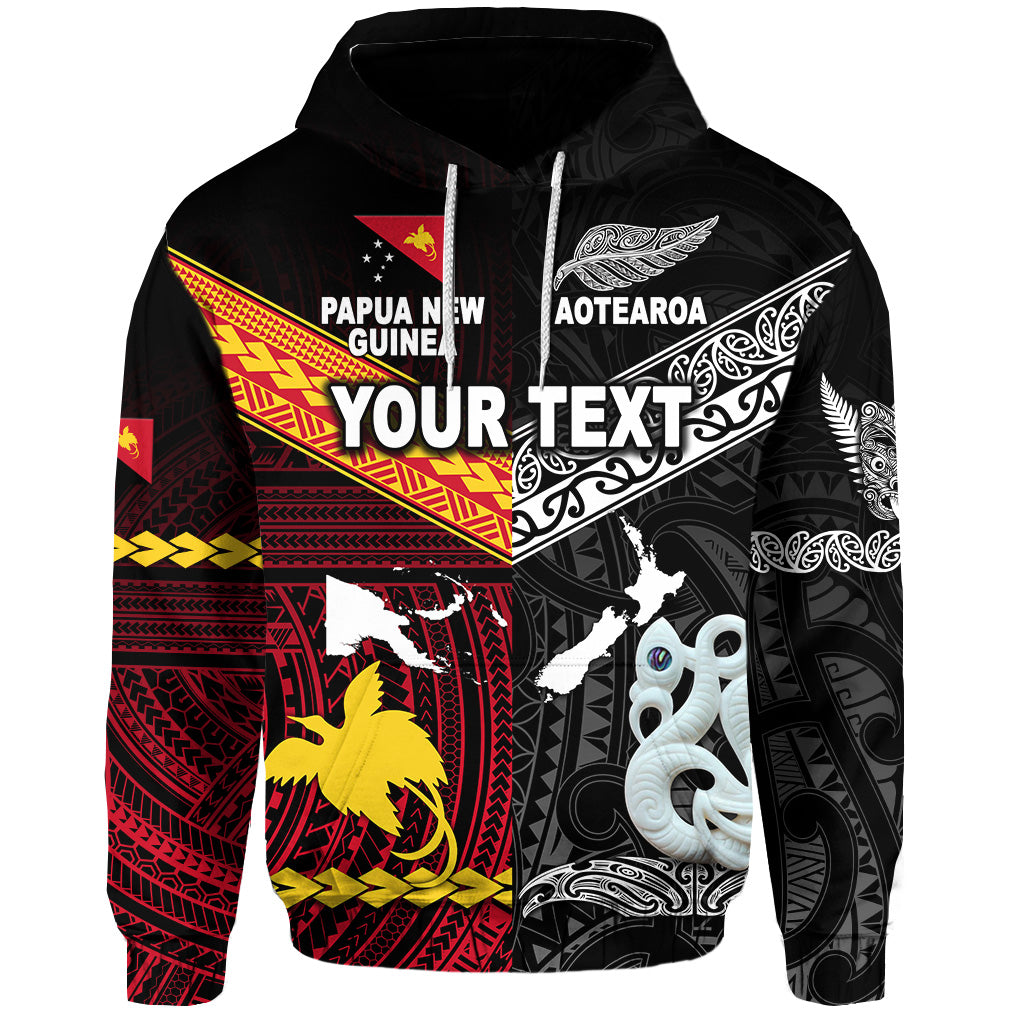 Custom New Zealand Papua New Guinea Hoodie Maori and Polynesian Together LT8 - Polynesian Pride