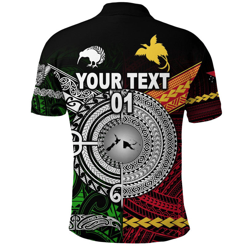 Custom New Zealand Papua New Guinea Polo Shirt Maori and Polynesian Together Green LT8 - Polynesian Pride
