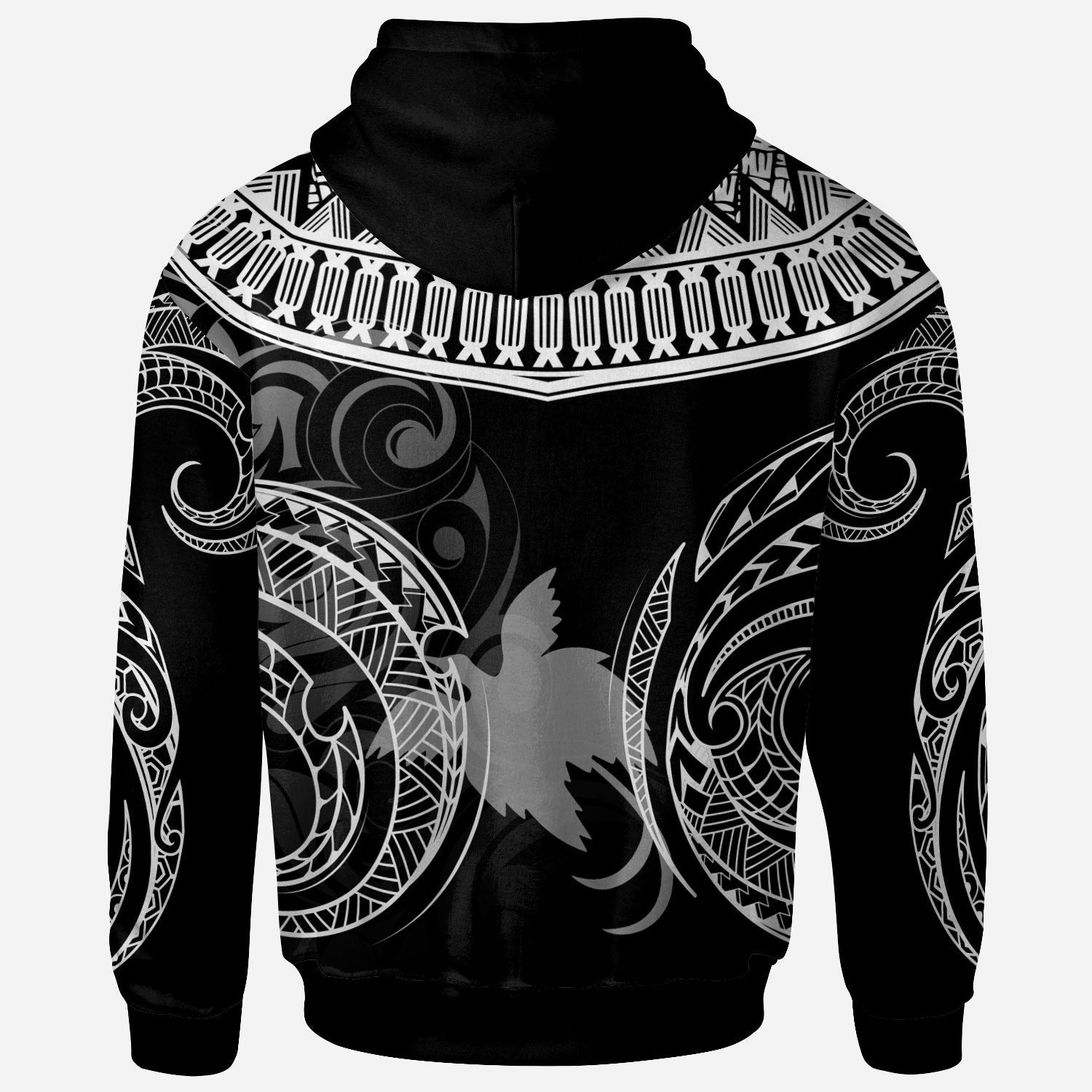 Papua New Guinea Custom Hoodie Serrated Pattern White Color Unisex Black - Polynesian Pride