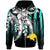 Papua New Guinea Zip Hoodie Cyan Vertical Stripes Style Unisex Cyan - Polynesian Pride