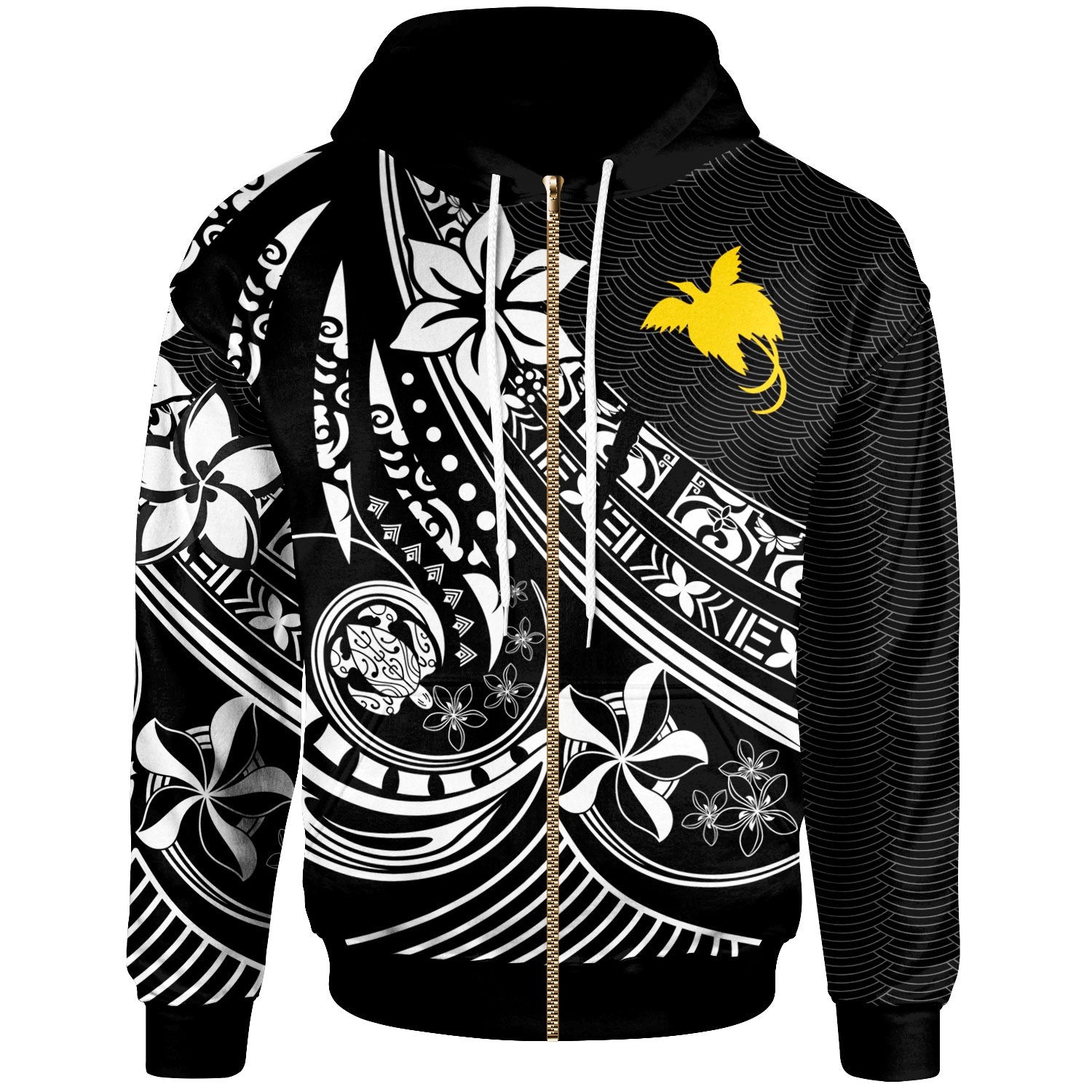 Papua New Guinea Zip Hoodie The Flow of The Ocean White Unisex White - Polynesian Pride