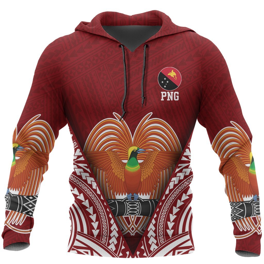Papua New Guinea Legend Pullover Hoodie Papua New Guinea Flag Coat of Arms A16 Unisex Red - Polynesian Pride