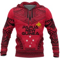 Papua New Guinea Polynesian Chief Hoodie Unisex Red - Black - Polynesian Pride