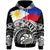 Philippines Zip up Hoodie Ethnic Style With Round Black White Pattern Unisex Black - Polynesian Pride