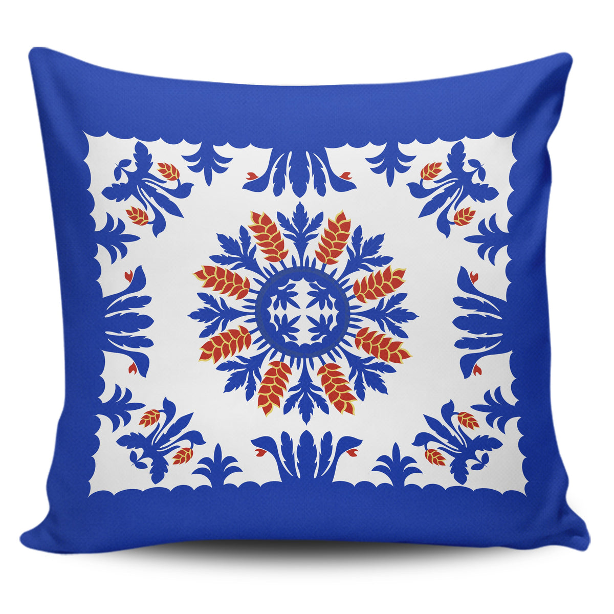Hawaiian Quilt Heliconia Flowers Pillow Covers - AH One Size 18"x18 Blue - Polynesian Pride