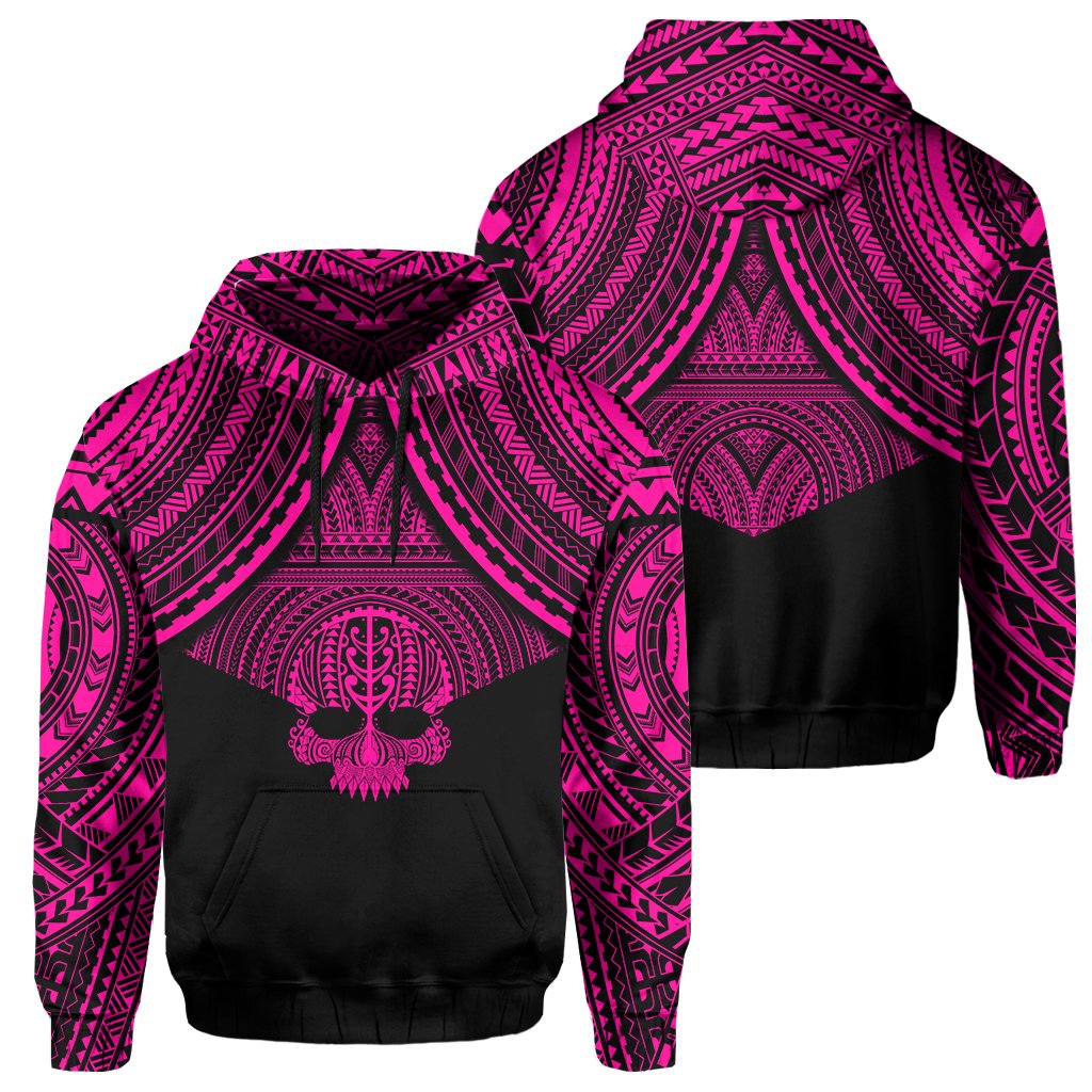 Polynesian Skull Hawaii Hoodie Pink Circle Style Unisex Pink - Polynesian Pride