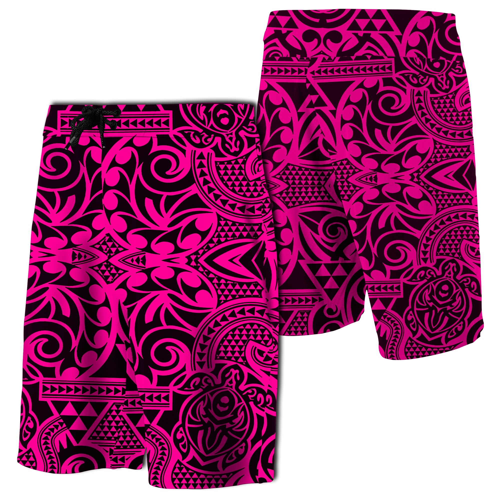 Hawaii Polynesian Tribal Turtle Board Shorts Pink Men Pink - Polynesian Pride