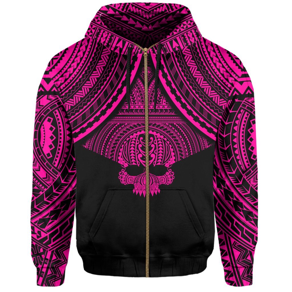 Polynesian Skull Hawaii Zip Hoodie Pink Circle Style - Polynesian Pride
