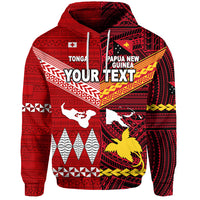Custom Papua New Guinea Tonga Hoodie Polynesian Together Bright Red LT8 - Polynesian Pride
