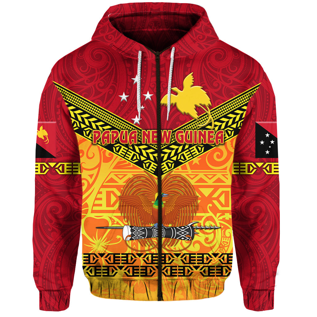 Papua New Guinea Kumuls Zip Hoodie Simple Style Red Vibes LT8 - Polynesian Pride