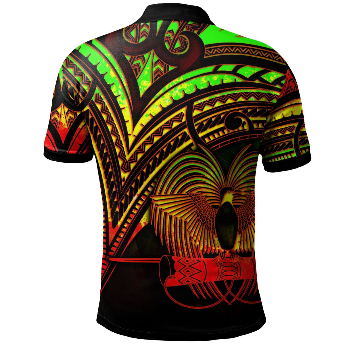 Papua New Guinea Polo Shirt Reggae Color Cross Style - Polynesian Pride