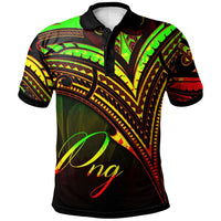 Papua New Guinea Polo Shirt Reggae Color Cross Style Unisex Black - Polynesian Pride