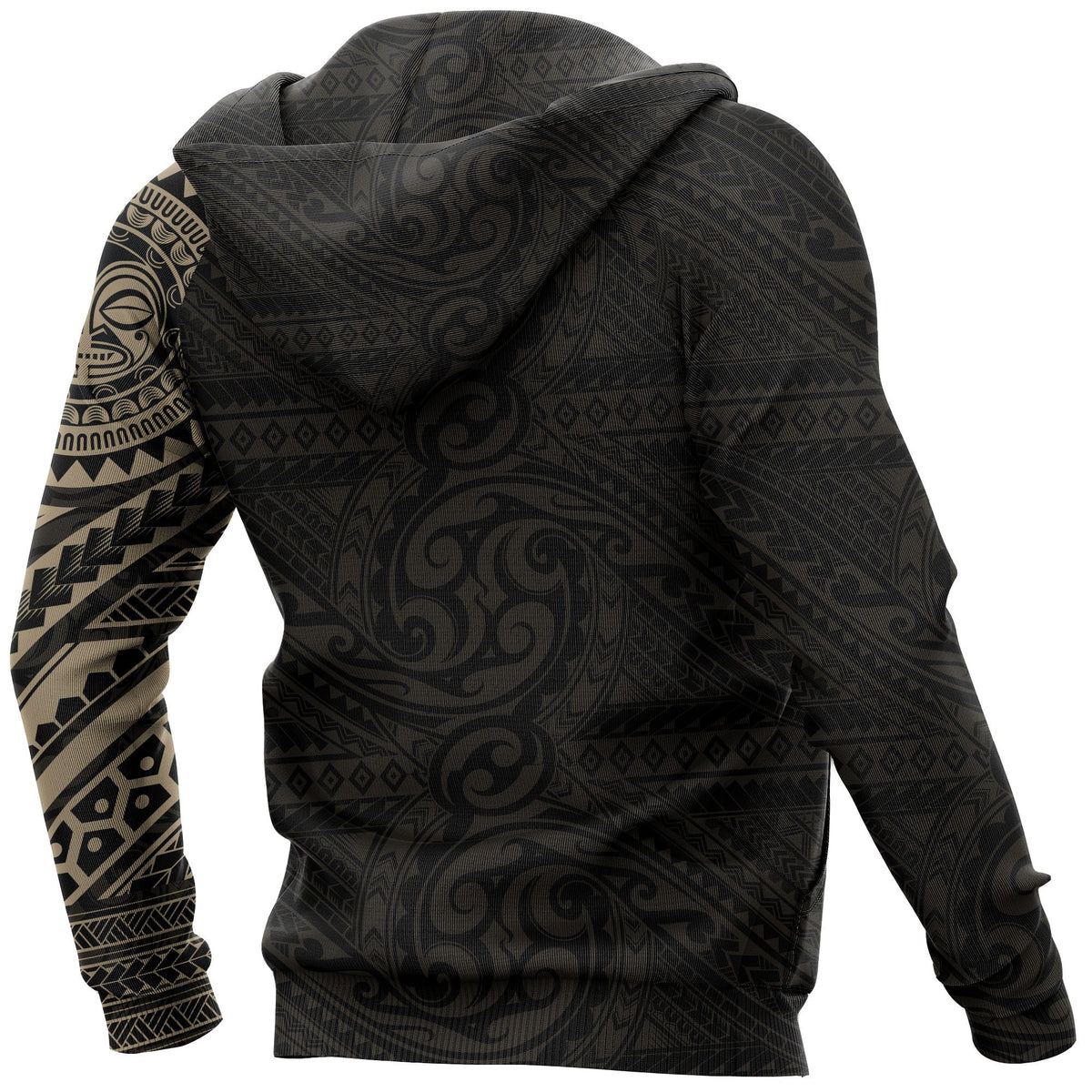 Hoodie Polynesian Tiki Face Tattoo Style 2 - Polynesian Pride