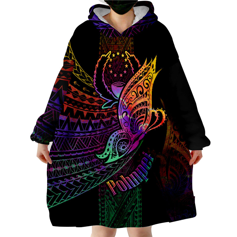 Pohnpei Polynesian Butterfly Style Wearable Blanket Hoodie LT9 - Polynesian Pride