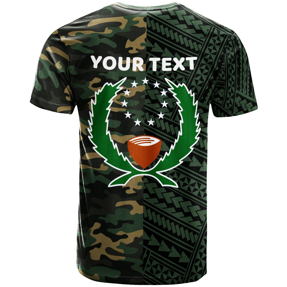 Pohnpei Custom T Shirt Shark Cartoon In Camo Sytle - Polynesian Pride