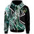 Pohnpei Zip up Hoodie Tribal Flower Special Pattern Green Color Unisex Green - Polynesian Pride