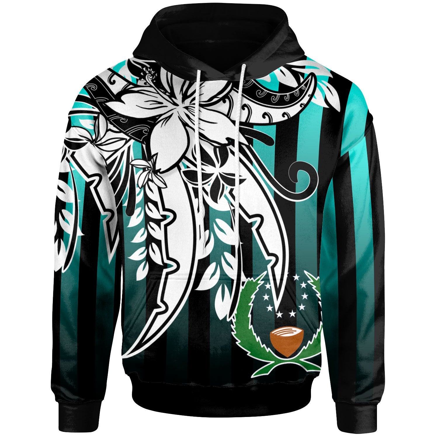 Pohnpei Hoodie Cyan Vertical Stripes Style Unisex Cyan - Polynesian Pride