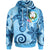 Pohnpei Hoodie Tribal Plumeria Pattern Unisex Blue - Polynesian Pride