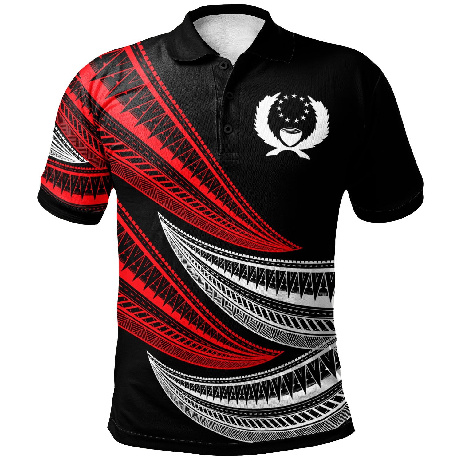 Pohnpei Custom Polo Shirt Wave Pattern Alternating Red Color Unisex Red - Polynesian Pride