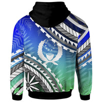 Pohnpei Hoodie Palm Leaf Texture Blue Gradient - Polynesian Pride